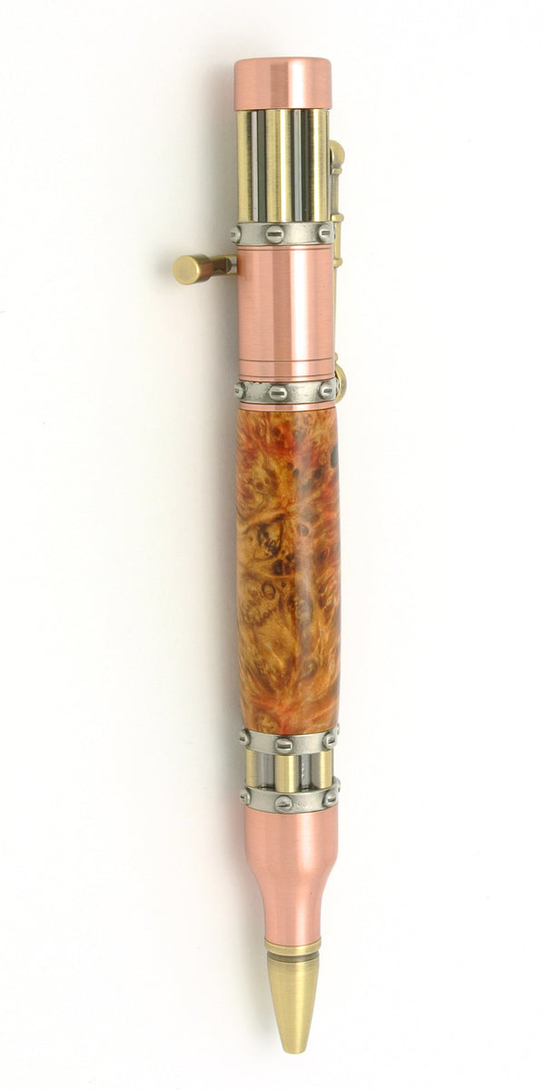 Steampunk Bullet Pen - Boxelder Burl